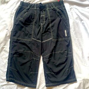 Woolworths Boys Cargo Shorts Black Contrast Stitch Elastic Drawstring Age 13 14